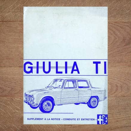 alfa romeo giulia TI 1966 supplement vintage original giulia user manual handboek handleiding betriebsanleitung uso manutenzione livre manuel conduite entretien