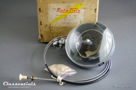 The Rotaflare swiveling fog spot search lamp light for British saloons rally sports classic cars brand new in box MG Triumph Bristol Jaguar Austin Healey Classentiuals vintage motoring accessory