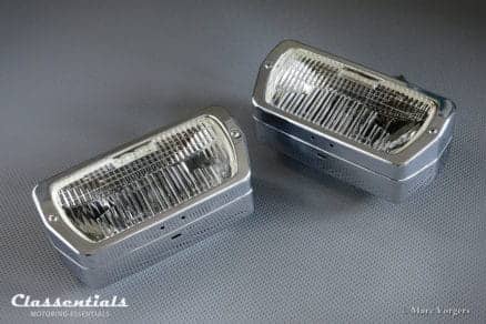 ULTRA RARE Vintage Original 1960s CIBIÉ 90 Iode CHROME Wide-Beam Fog-Lamps for Aston Martin DB4, DB5, DB6, Jensen FF Peugeot, Renault, Fiat 124, Classentials motoring essentials classic car oldtimer accessories accessory