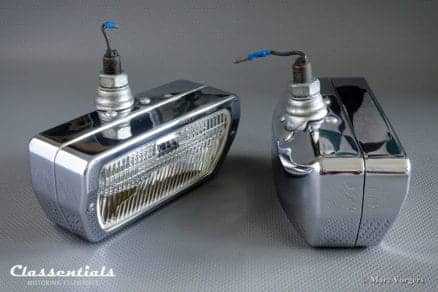 ULTRA RARE Vintage Original 1960s CIBIÉ 90 Iode CHROME Wide-Beam Fog-Lamps for Aston Martin DB4, DB5, DB6, Jensen FF Peugeot, Renault, Fiat 124, Classentials motoring essentials classic car oldtimer accessories accessory