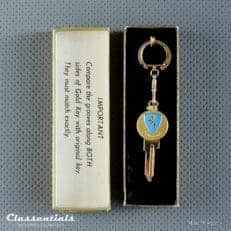 Vintage Original 1950s - 1960s 'Golden' PEUGEOT Key Ring - Spare Key - Number RE91XR - MINT - Ultra Rare Collectors Item Classentials motoring essentials classic car oldtimer accessory accessories