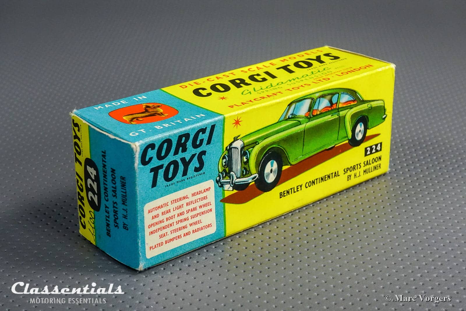 Scatola Riproduzione Corgi Toys – Bentley Continental Sports Saloon, Modello 224, Nuova