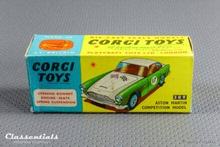 1960s Corgi Toys Aston Martin DB4 Competition Model Number one 1 309 open air-scoop Very Near MINT collectors item