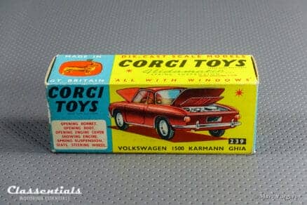 1960s Corgi Toys Volkswagen 1500 Karmann Ghia #239 Rare Beige - Near MINT - collectors item