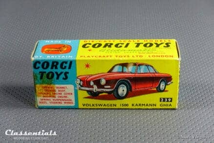 1960s Corgi Toys Volkswagen 1500 Karmann Ghia #239 Rare Beige - Near MINT - collectors item