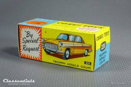 1960s Corgi Toys Triumph Herald Coupe 231 Blue over White Excellent to Near MINT collectors item