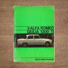 Vintage Original Alfa Romeo Giulia 1300 TI User Manual, 9/1969 - Italian language fair condition