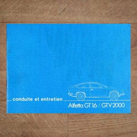 Vintage Original Alfa Romeo Alfetta GT 1600 and GTV 2000 User Manual, 3/1980 - French Language conduite et entretien