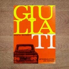 Vintage Original Alfa Romeo Giulia TI User Manual, 10/1966 - German Language