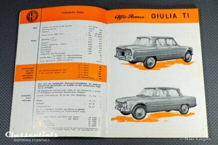 Vintage Original Alfa Romeo Giulia TI User Manual, 10/1966 - German Language