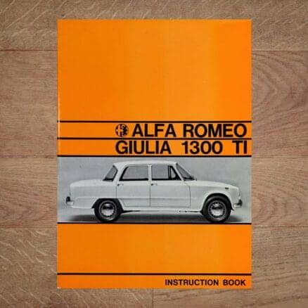 Vintage Original Alfa Romeo Giulia 1300 TI User Manual, 9/1967 - English Language