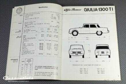 Vintage Original Alfa Romeo Giulia 1300 TI User Manual, 9/1967 - English Language