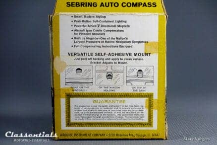 Vintage Original late 1960s / early 1970s Airguide Sebring Auto Compass Model 1601 BRAND NEW in Box!