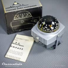 SOLD to Germany: Vintage Original late 1960s / early 1970s Nomad Airguide Auto Compass Model 79C Silver / Grey BRAND NEW in Box!