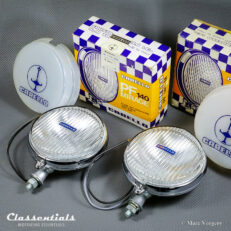 SOLD to Portugal: CARELLO PF140 MIRAGE Vintage Original 1969 Wide-Beam Fog / Cornering Lamps, Alfa Romeo, BMW, Fiat, Lancia and Other Cars - NEW OLD STOCK
