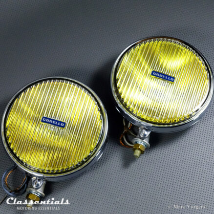 CARELLO PF160 MIRAGE Vintage Original 1960s Wide-Beam Fog / Cornering Lamps, Alfa Romeo, BMW, Fiat, Lancia and Other Cars – NEW OLD STOCK - One Lamp has a Blemish on the Chrome